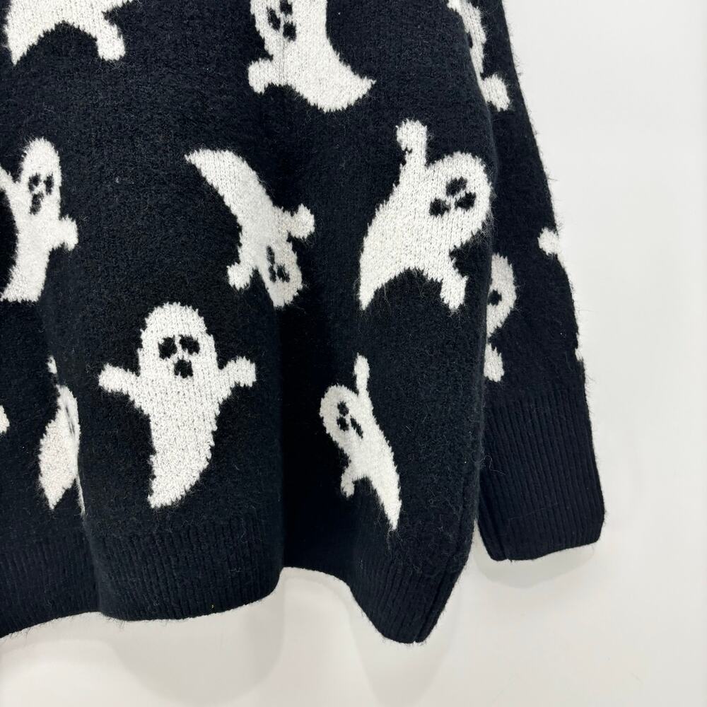 Vince Camuto Womens Medium Black White Ghost Halloween Sweater - Picture 15 of 16